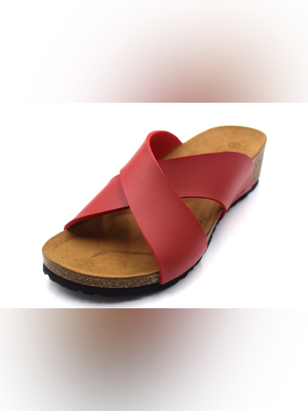 Women's Red Crisscross Cork-Wedge Sandal